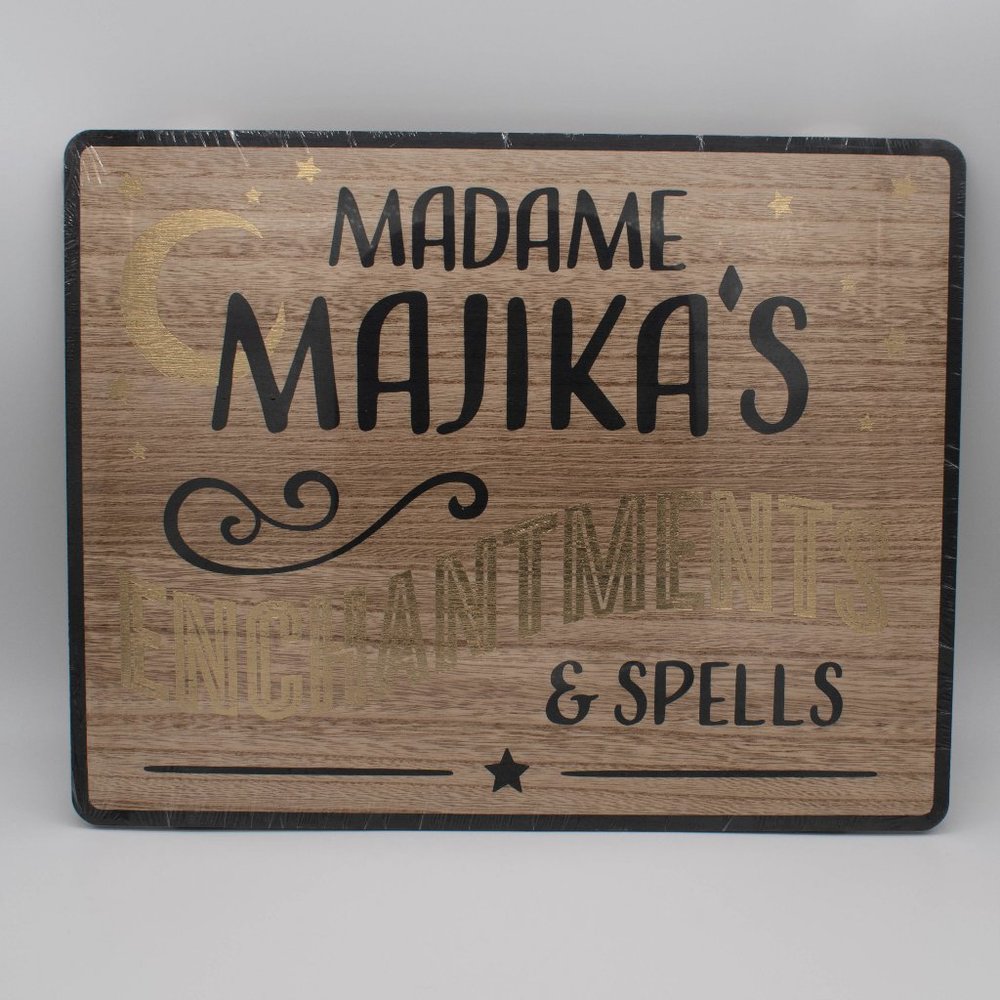 Madame‎ Majika Enchantments Spells Tray Wood Shelf Decor Witchy Halloween Decor
